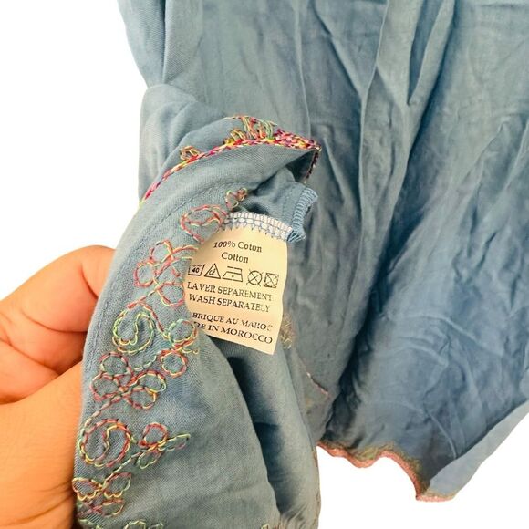 Karim Bourlad Blue Kaftan with Colorful Embroidery - Picture 13 of 14